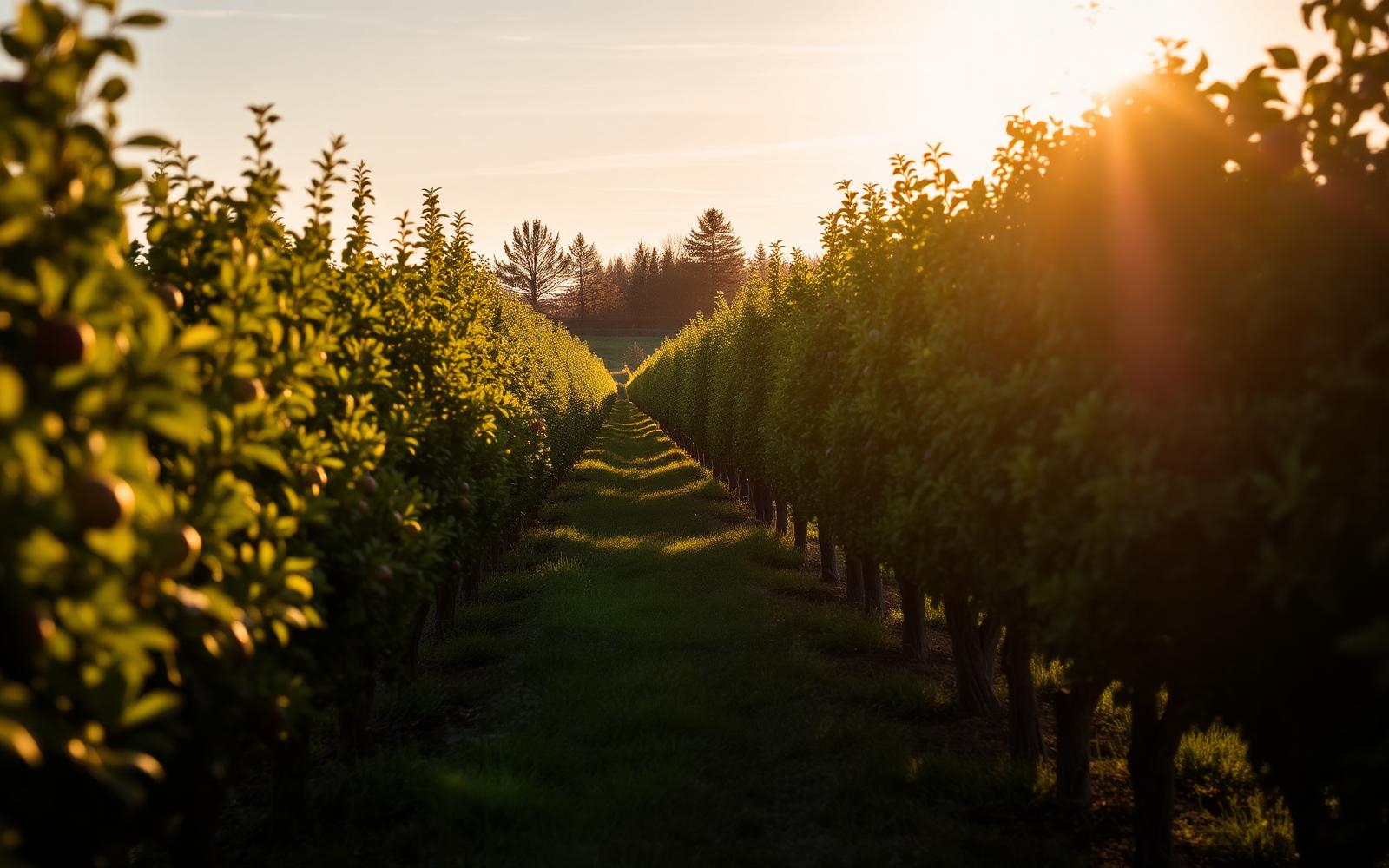Georgian Bay orchard at golden hour